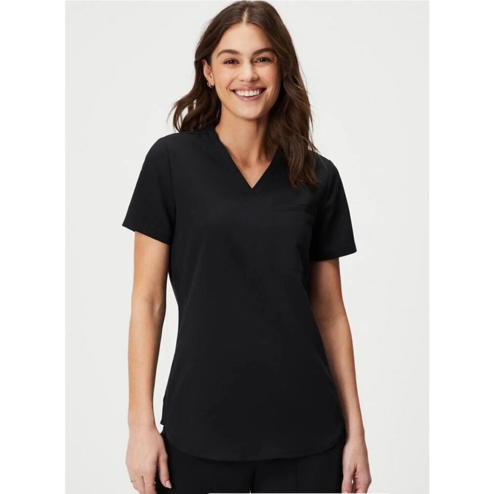 ✨Fabletics Women's Vital 1-Pocket Scrub Black Sz Large Top✨